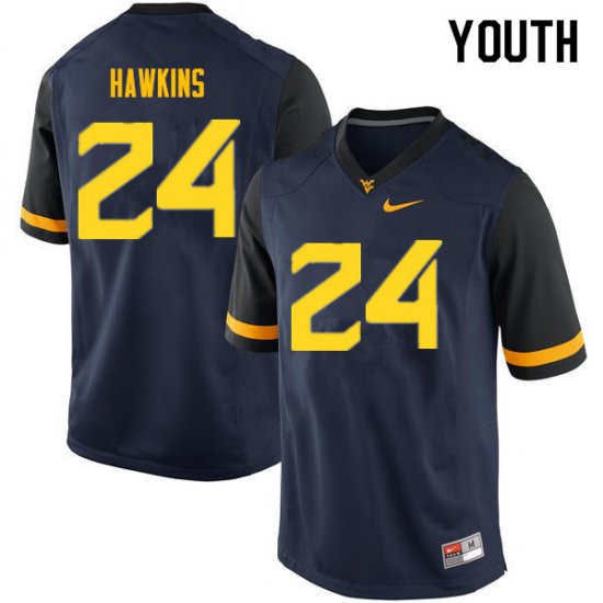 Youth West Virginia Mountaineers NCAA #24 Roman Hawkins Navy Authentic Nike Stitched College Football Jersey GG15P21BN